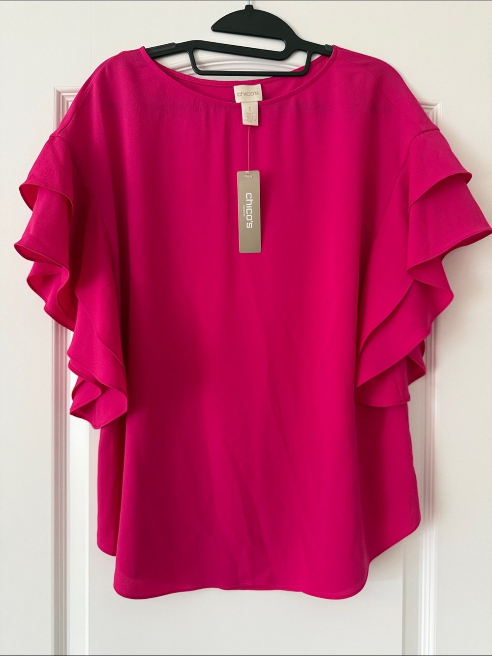 Chico's Hot Pink Ruffle Sleeve Blouse